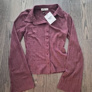 Princess Polly Maroon Button-Down Shirt